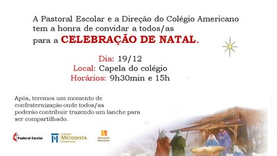 Celebração de Natal  para Funcionários e Docentes acontece dia 19/12