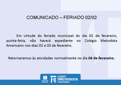 Comunicado -Feriado 02/02