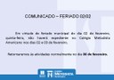 Comunicado -Feriado 02/02