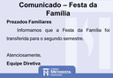 Comunicado - Festa da Família