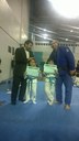 Alunos recebem o ex-judoca João Derly para a cerimônia de troca de faixa