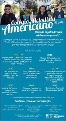 Programação de 131 anos do Colégio Americano