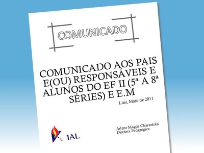 COMUNICADO AOS PAIS E(OU) RESPONSÁVEIS E ALUNOS DO EF II (5ª A 8ª SÉRIES) E E.M