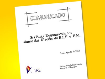 Comunicados - IV FEP IAL 2012