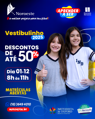 Inscrições abertas para o Vestibulinho 2025